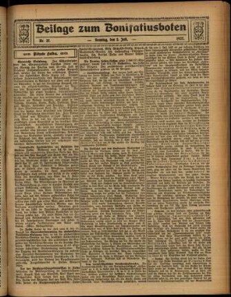 Zweite Ausgabe vom Sonntag, den 03. Juli 1927.