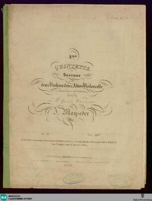 2me Quintette ou sextuor : pour deux violons, deux altos, violoncelle et contrebasse (ad libitum); op. 51