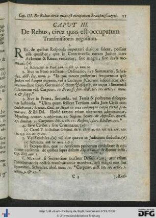Caput III. De Rebus, circa quas est occupatum Transmissionis negotium.