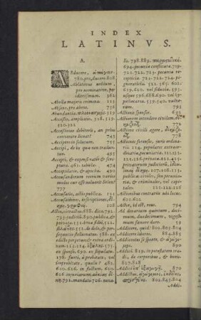 Index latinus.