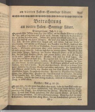 Betrachtung am vierten Fasten-Sonntage Lätare.