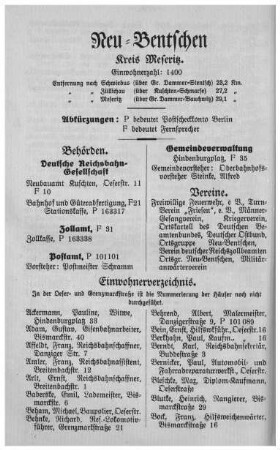 Neu-Bentschen (Kreis Meseritz).