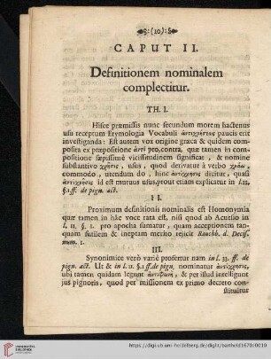 Caput II: Definitionem nominalem complectitur