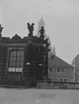 Dresden-Altstadt. Blick von der Brühlschen Terrasse zur Frauenkirche