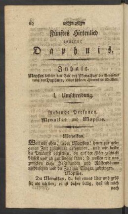 Fünftes Hirtenlied genannt Daphnis