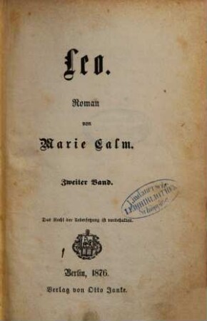Leo : Roman von Marie Calm, 2