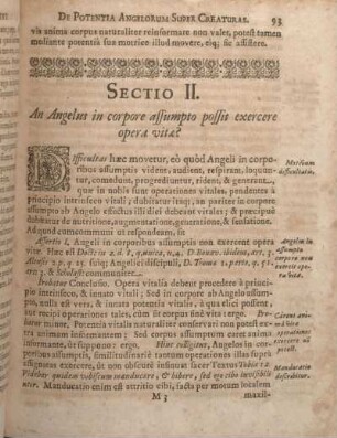 Sectio II. An Angelus in corpore assumpto possit exercere opera vitae?