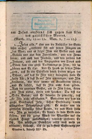 Stunden der Andacht für katholische Christen in 366 Betrachtungen oder das Evangelische Jahr nach der Concordanz aller vier Evangelisten, 3