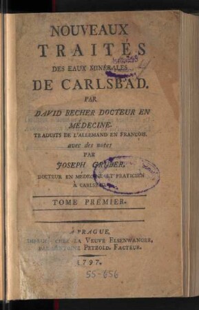 1: Nouveaux Traités Des Eaux Minérales De Carlsbad, Tome Premier