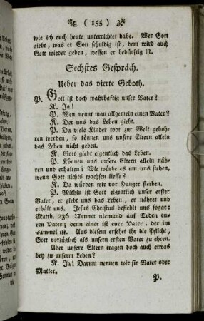 Sechstes Gespräch. Ueber das vierte Geboth.