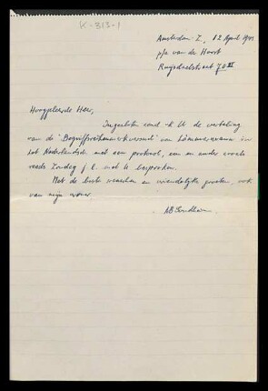 [Brief von A. B. Sondheim an Otto Selz vom 12. April 1943]