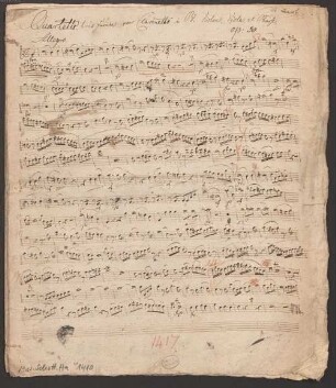 Quartets, vl, vla, b, cl, op. 30, B-Dur - BSB Mus.Schott.Ha 1410 : [heading:] di Tausch. // Quartetto. très facile pour Clarinetto in B, Violone, Viola, et Basse, // op: 30