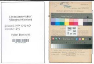 Entnazifizierung Bernhard Hater , geb. 06.07.1903 (Strassenwaerter)