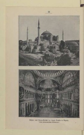 Außen- und Innen-Ansicht der Hagia-Sophia in Byzang