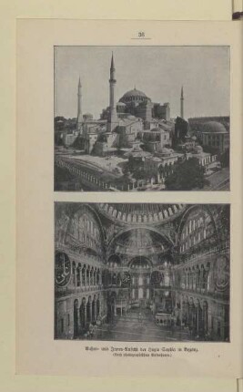 Außen- und Innen-Ansicht der Hagia-Sophia in Byzang