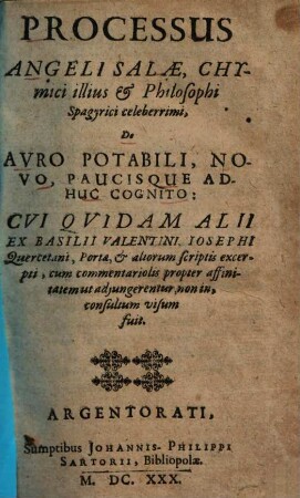 Processus de auro potabili