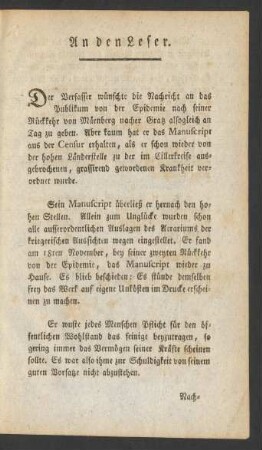 An den Leser