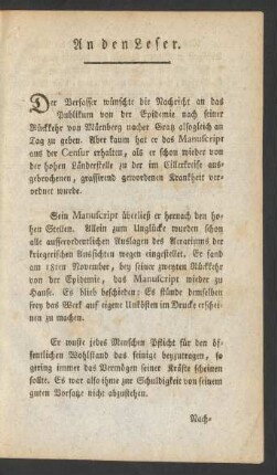 An den Leser