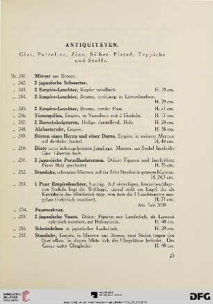 Antiquitäten (Nr. 241-476)