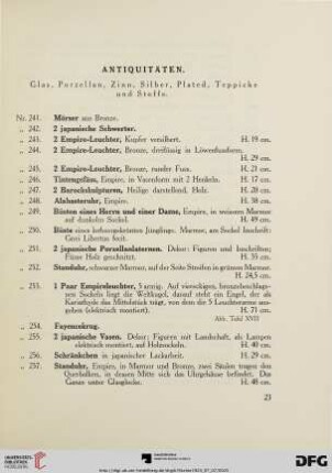 Antiquitäten (Nr. 241-476)