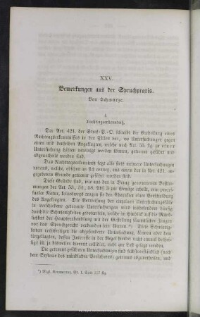 XXV. Bemerkungen aus der Spruchpraxis