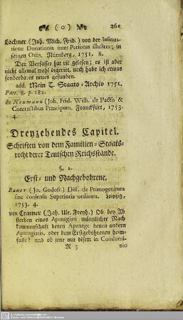 Dreyzehendes Capitel. Schriften von dem Familien-Staatsrecht derer Teutschen Reichsstände