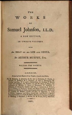 Works, 8. An Essay on Milton's Paradise Lost [u.a.]