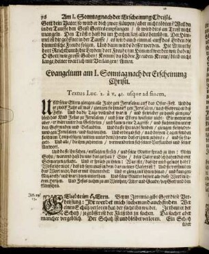 Evangelium am I. Sonntag nach der Erscheinung Christi.