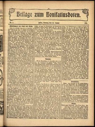 Zweite Ausgabe vom Sonntag, den 22. Januar 1911.