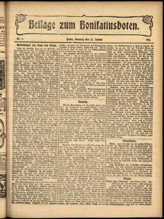 Zweite Ausgabe vom Sonntag, den 22. Januar 1911.