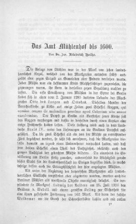 Das Amt Mühlenhof bis 1600