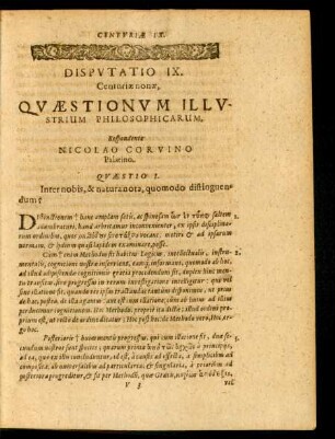 Disputatio IX. Respondente Nicolao Corvino