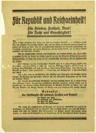 Aufruf des Deutschen Republikanischen Reichsbundes zur Reichstagswahl am 4. Mai 1924
