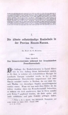 Erster Abschnitt. Das Unterrrichtswesen während der französischen Fremdherrschaft.