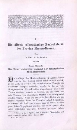 Erster Abschnitt. Das Unterrrichtswesen während der französischen Fremdherrschaft.