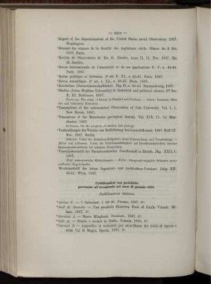 Pubblicazioni non periodiche pervenute all' Accademia nel mese di gennaio 1888.