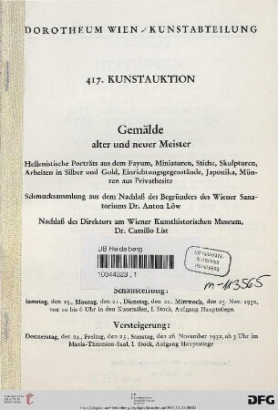 Gemälde alter und neuer Meister ... : Versteigerung: 24., 25., 26. November 1932 (Katalog Nr. 417)