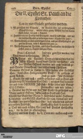 Die II. Epistel St. Pauli an die Corinther.