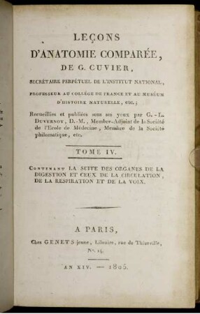 4: Leçons d'anatomie comparée. 4