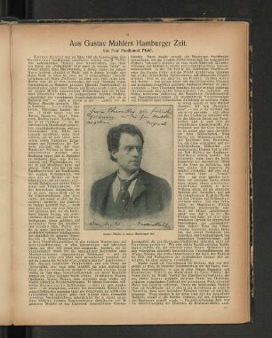 Aus Gustav Mahlers Hamburger Zeit. Von Prof. Ferdinand Pfohl.
