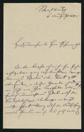 Brief vom 6. August 1881