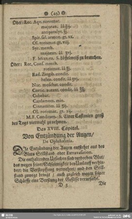 Das XVIII. Capitel. Von Entzündung der Augen, De Ophthalmia
