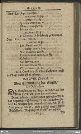 Das XVIII. Capitel. Von Entzündung der Augen, De Ophthalmia