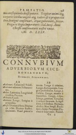 Connubium Adverbiorum Ciceronianorum Huberti Sussanaei