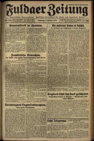 Ausgabe vom Samstag, den 06. Oktober 1934.