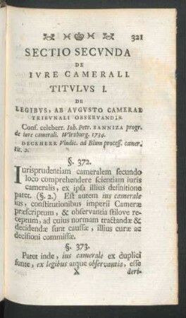 Titulus I. De Legibus, Ab Augusto Camerae Tribunali Observandis.