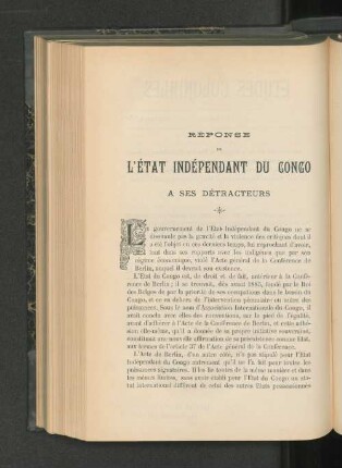 Réponse de L#État Indépendant Du Congo A Ses Détracteurs.