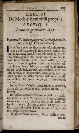 Liber III. De Morbis sexui virili propriis. - Liber IV. Morbi Mulierum & Infantum.