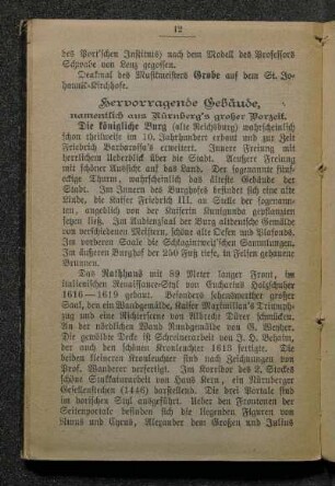 Hervorragende Gebäude, namentlich aus Nürnberg's großer Vorzeit.