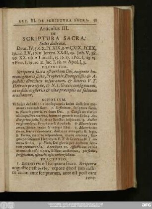 Articulus III. De Scriptura Sacra.